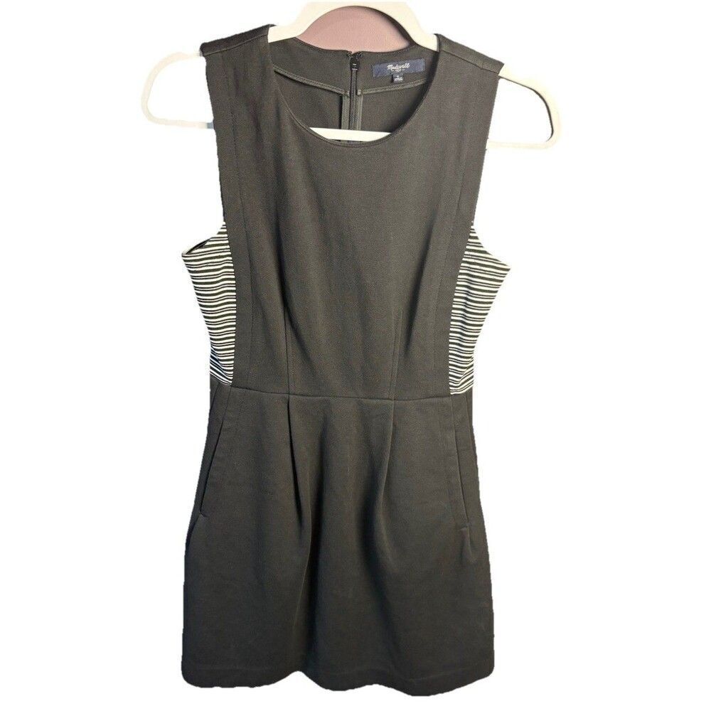 Madewell Abroad Dress Women’s Size 0 Black and White Striped Fit Flare Mini - Picture 6 of 11